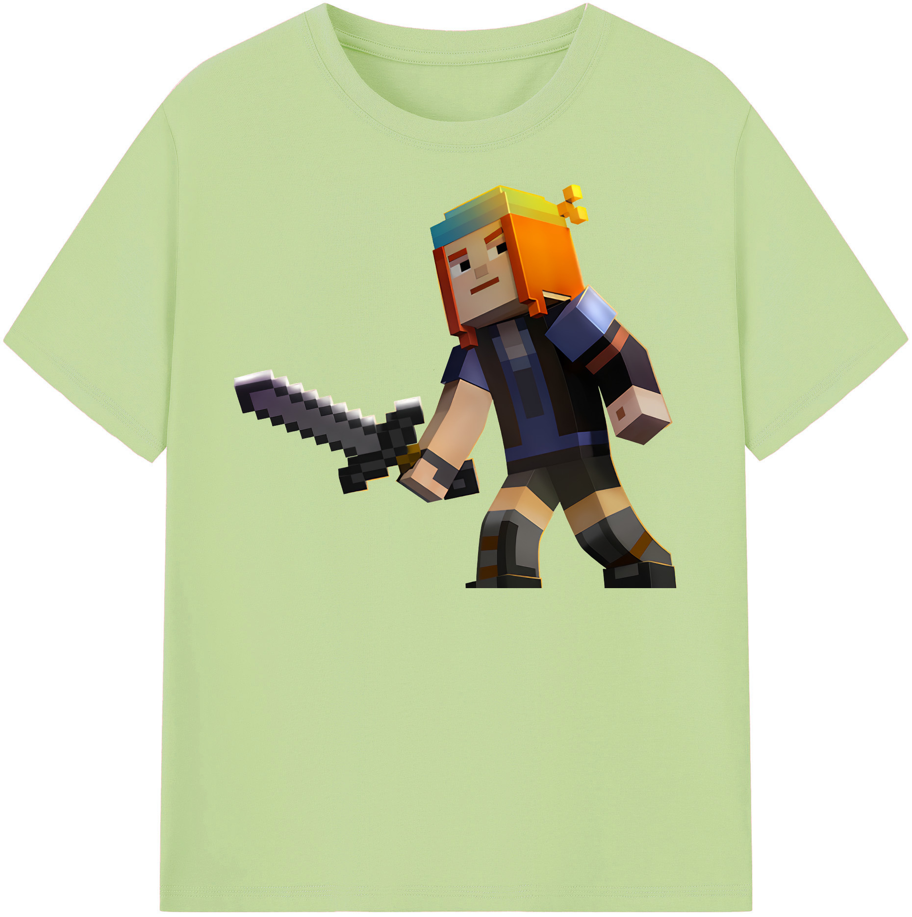 （画像用） マインクラフト ブロックの世界 Minecraft MC Block world 綿100％半袖Tシャツ（フロントプリント）